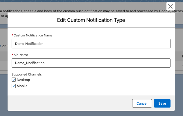 Custom Notification Configuration Custom Notification Configuration