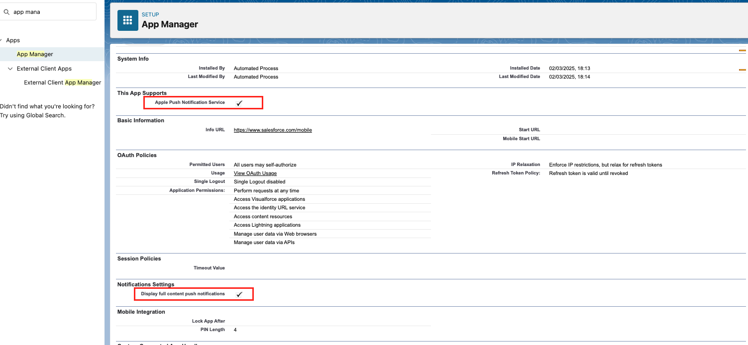 Push Notifications Settings Push Notifications Settings